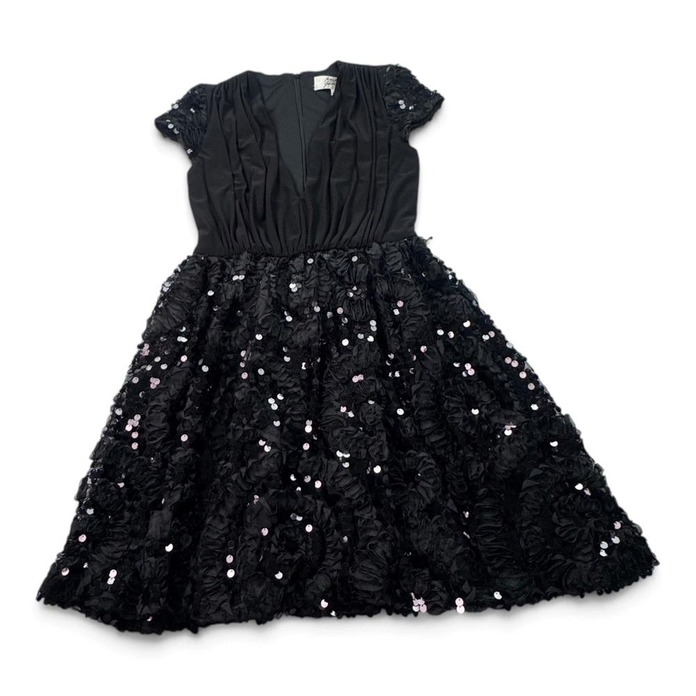 Badgley Mischka Mark + James Dress Sequin Rosette Cocktail Party Women Black S